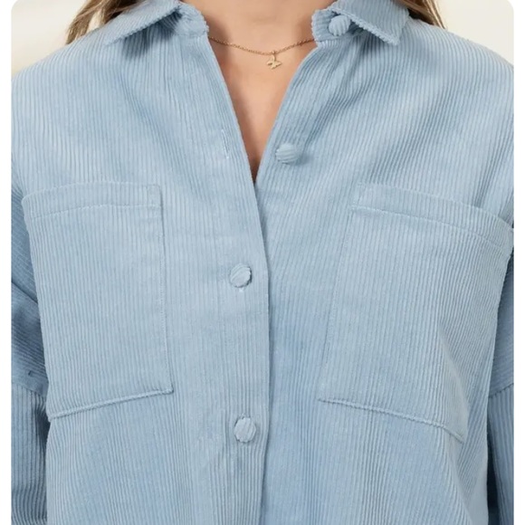 Corduroy Shacket Dusty Blue - Picture 2 of 5